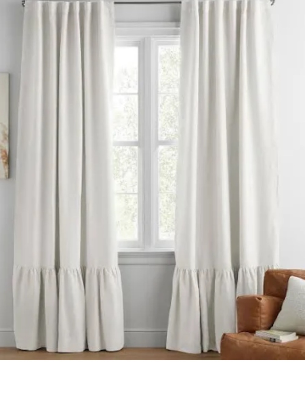 PB TEEN WHITE Ruffle-Trim blackout Curtains (2)